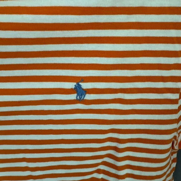 Ralph Lauren, short sleeve T-shirt, orange and white stripe size 14/16 boys nwt - Picture 8 of 8